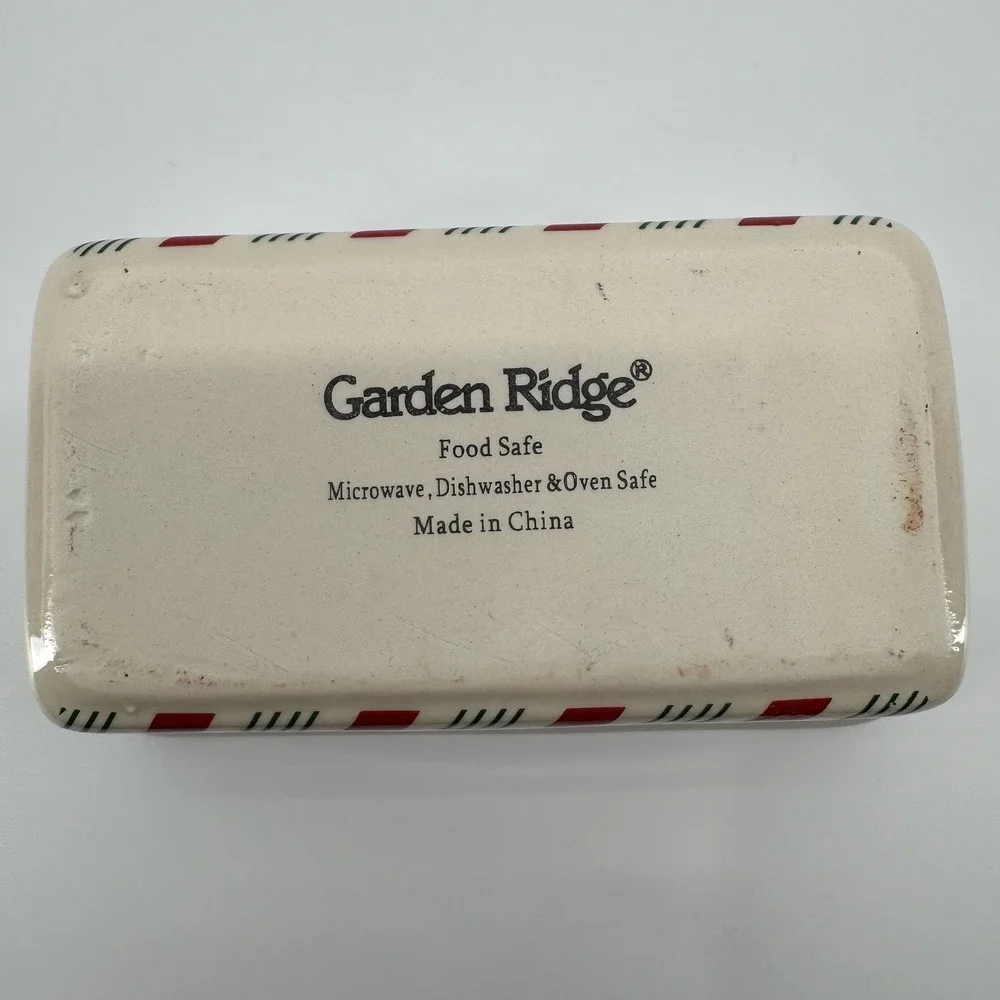 Garden Ridge Mini Loaf Pan Christmas Ceramic Candy Cane Stripe Baking Dish